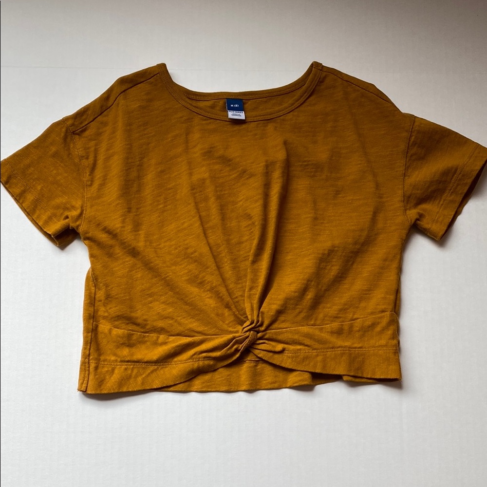 Mustard Yellow Knotted Crop Top